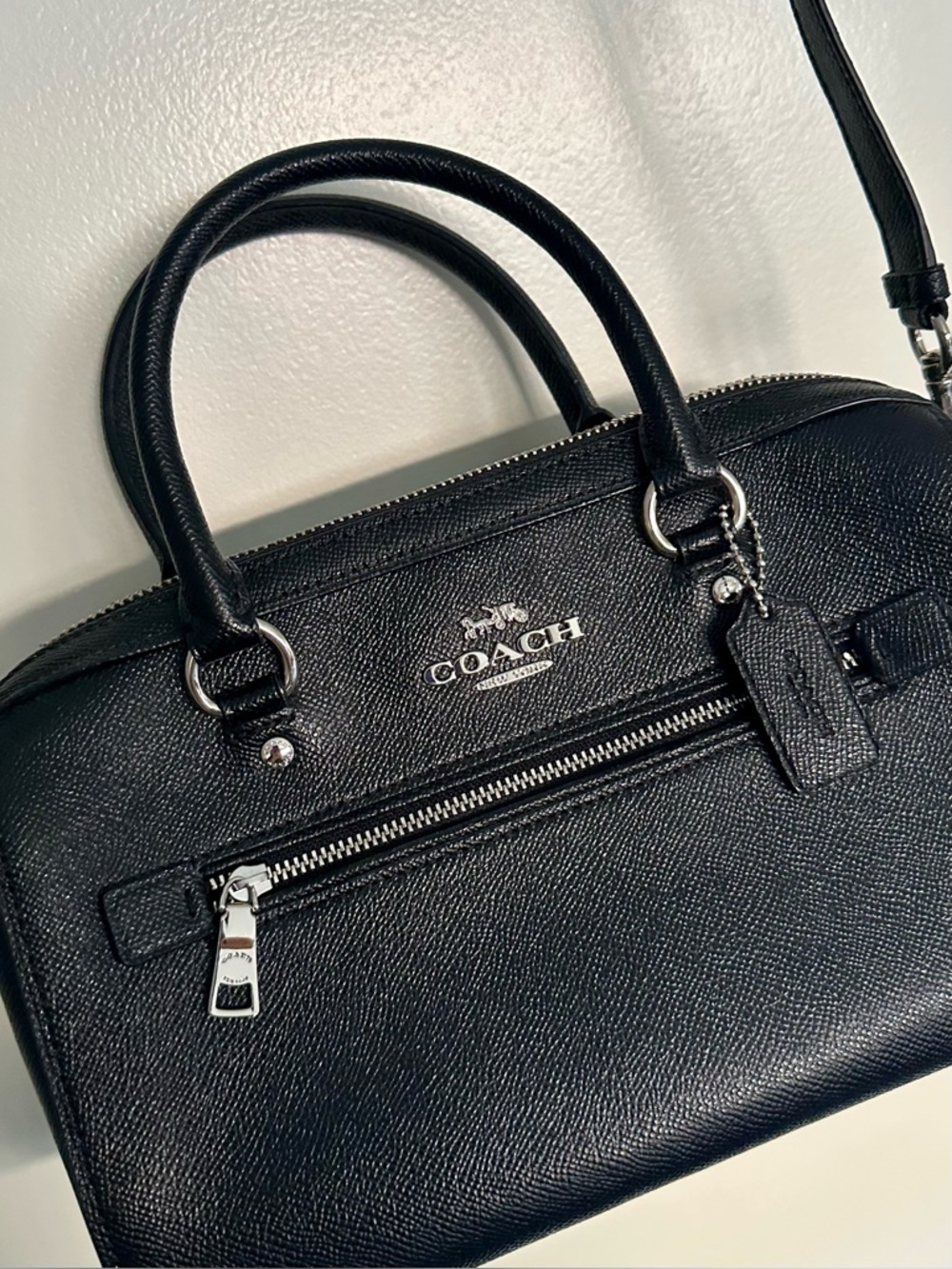 Black leather Coach satchel